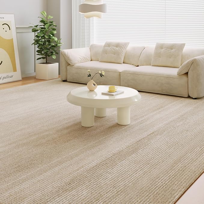 Round Coffee Table, White Cream Modern Center Table, Side Table for Living Room, Bedroom, Home Office, Small Space