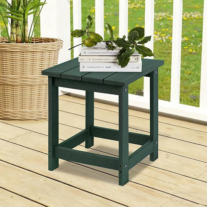 LZRS Adirondack Square Outdoor Side Table for Patio, Pool Composite Patio Table,HDPE End Tables for Backyard,Pool, Indoor Companion, Easy Maintenance & Weather Resistant(Dark Green)