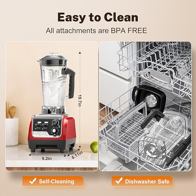 Smoothie Blender, Powerful Blenders for Kitchen with 1800-Watt Motor, 70 Oz Large Capacity and BPA-Free Containers, Countertop Blender for Smoothies, Ice Crushing & Frozen Drinks, Red