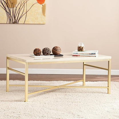 SEI Furniture Orinda Faux Stone Cocktail Table - Travertine