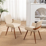 Load image into Gallery viewer, LUNLING Mid Century Modern Faux Leather Dining Room Chairs Set of 4 Upholstered Seat Metal Legs Chairs Cream White Faux Leather Kitchen Chair Reception Room Chair 4PCS