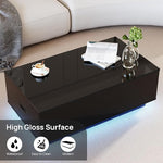 Load image into Gallery viewer, 41" LED Coffee Table with 2 Drawers - High Gloss Black Modern Table with Lighting for Living Room (41.33" W x 23.62" D)