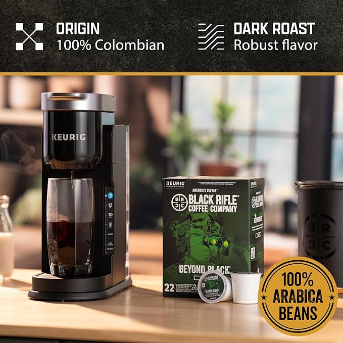 Black Rifle Coffee Company Beyond Black, 84 Count, Dark Roast K Cups - Single Serve K Cups Coffee Pods - Kcup Pods Compatible with Keurig 1.0 & 2.0 - Made from Arabica Beans