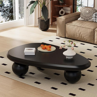 Cloud Coffee Table Modern Irregular Coffee Table Asymmetrical Unique Coffee Tables with 3 Bases for Living Room Farmhouse (F, 39")