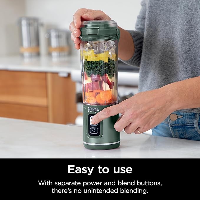Ninja BC151EM Blast Portable Blender, Cordless, 18oz. Vessel, Personal Blender-for Shakes & Smoothies, BPA Free, Leakproof-Lid & Sip Spout, USB-C Rechargeable, Dishwasher Safe Parts, Forest Green