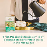 Load image into Gallery viewer, ORGANIC INDIA Tulsi Peppermint Tea - Caffeine Free Herbal Mint Tea - Stress Relieving Holy Basil, Immune &amp; Digestion Support, Vegan, USDA Certified Organic, Fairtrade - 18 Infusion Bags, 3 Pack