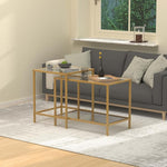 Load image into Gallery viewer, Coffee Table Set of 2,Gold Glass Nesting Coffee Side End Table,Square Modern Center Table for Living Room,Bedroom and Small Spaces,Tempered Glass-top with Sturdy Metal Frame, Easy Assembly