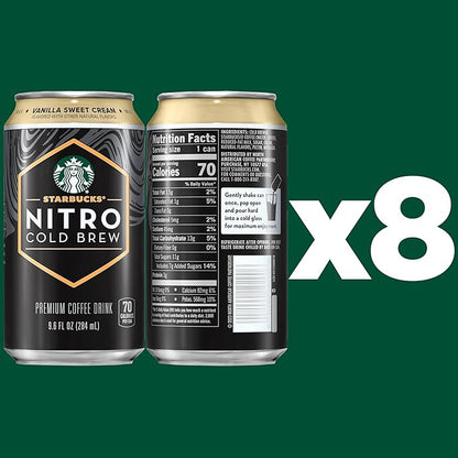 Starbucks Nitro Cold Brew, Vanilla Sweet Cream 9.6 fl oz Can (8 Pack) (Packaging May Vary)