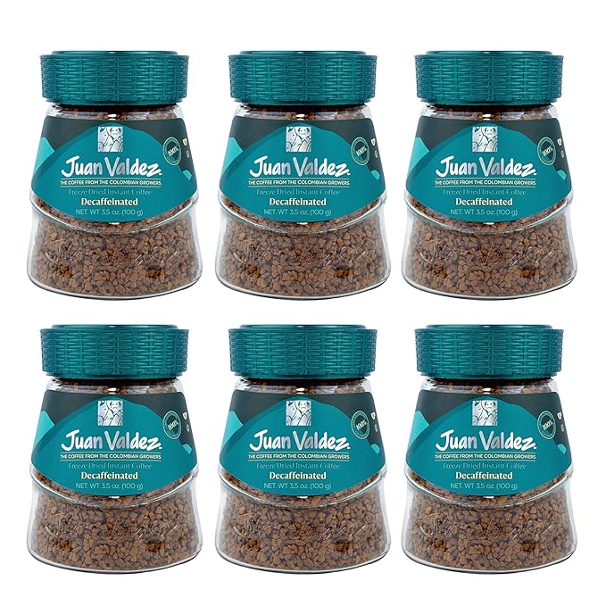 Juan Valdez Decaffeinated Freeze Dried Coffee 3.5 OZ - 100% Colombian Coffee (Pack of 6)
