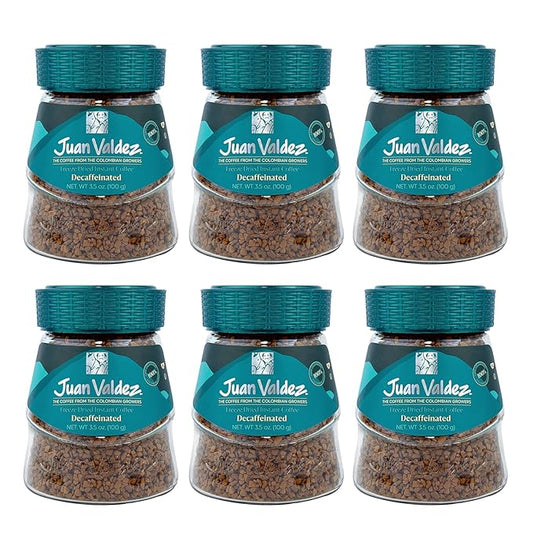 Juan Valdez Decaffeinated Freeze Dried Coffee 3.5 OZ - 100% Colombian Coffee (Pack of 6)