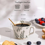 Load image into Gallery viewer, Ceramic Coffee Mug, 12 oz Novelty Unique Teacup with Handle, Stoneware Cup for Tea Mocha Latte Cappuccino Espresso (Leaf)