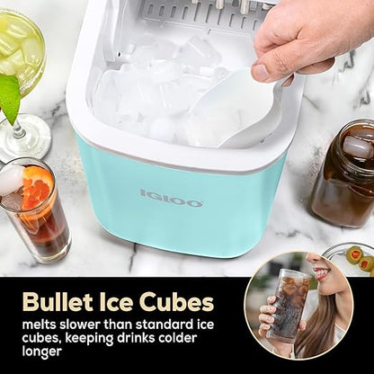 Igloo Automatic Self-Cleaning Portable Electric Countertop Ice Maker Machine with Handle, 26 Pounds in 24 Hours, 9 Ice Cubes Ready in 7 Minutes, with Ice Scoop and Basket