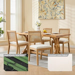 Load image into Gallery viewer, French Country Dining Chairs Set of 6, Beige Modern Kitchen &amp; Dining Room Chairs, Rattan Dining Chair with Linen Upholstered Cushion, Low Cane Back, Wood Legs, Sillas de Comedor (Beige, 6 Pcs)