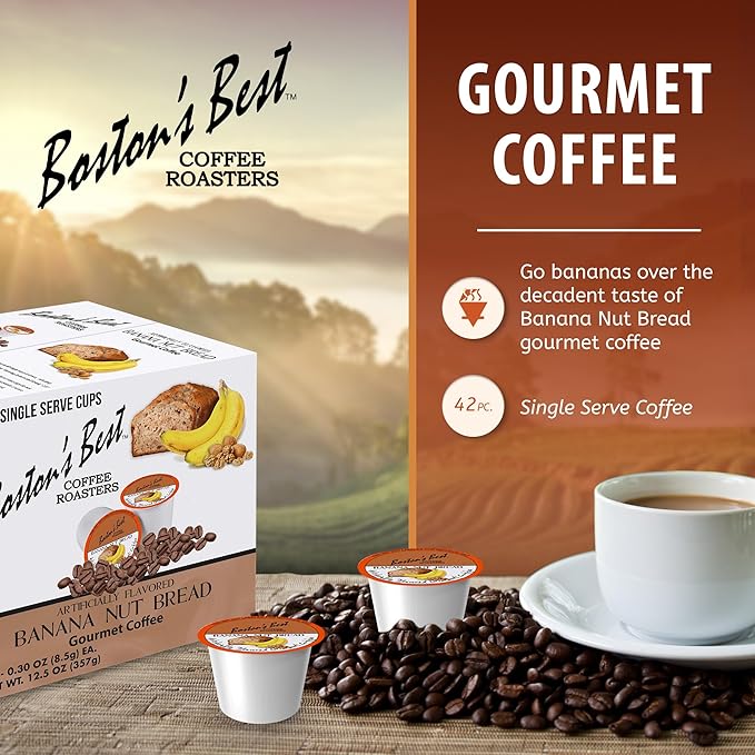 Boston’s Best - Banana Nut Bread Flavored Delicious Gourmet Coffee Compatible with Keurig Coffee Maker - 42 Count (Pack of 1)