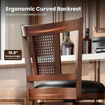 Load image into Gallery viewer, PHI VILLA 30 inch Bar Stools Set of 6, Swivel Wooden Barstools Tall Upholstered Faux Leather Barstool with Back, Vintage Bar Height Chairs,Kitchen Stools, Pub