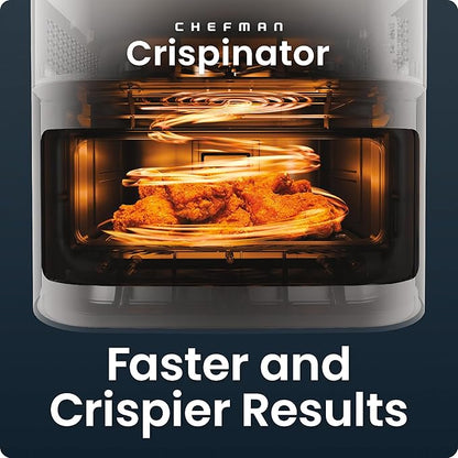 Chefman Crispinator Air Fryer 6-in-1 with 8 Qt capacity, 450°F Max Temp with TurboFry Pro Technology for Fast and Even Results, Viewing Window, Nonstick Ceramic Basket, 10-Pc Liner Starter Pack