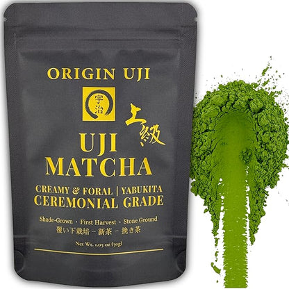 Origin Uji Superior Ceremonial Grade Matcha Powder, Yabukita Single Cultivar, First Harvest, Shade-Grown, Stone-Milled by Level 10 Tea Master from Uji, Kyoto, Japan