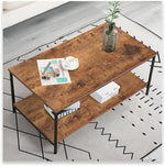 Load image into Gallery viewer, SENIG 2-Tier Coffee Table with Storage Shelf for Living Spaces, Brown Rectangle Wood and Sturdy Metal Side End Table, Functional Center Table for Living Room, 39.3 x 20 x 16