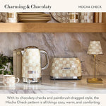 Load image into Gallery viewer, MACKENZIE-CHILDS Electric Kettle, Stainless-Steel Tea Kettle, Brown-and-White Mocha Check