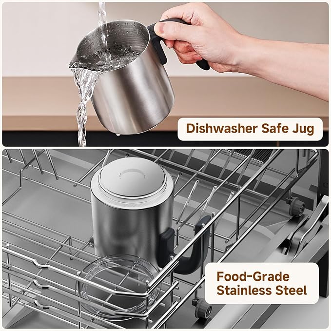 AMZCHEF 8-IN-1 Milk Frother and Steamer 600W w/Smart Touch Control, Detachable Frother for Coffee, Automatic Warm and Cold Foam Maker, Hot Chocolate Maker, Dishwasher Safe