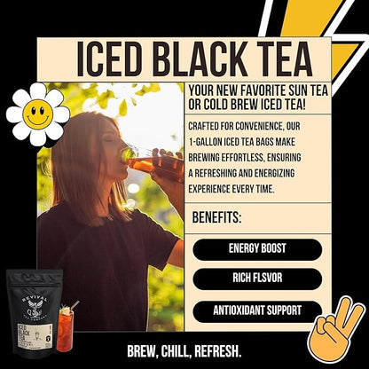 Revival Tea Company Iced Black Tea - 1 Gallon Sachets - Black Tea Blend of Ceylon, Assam and Keemun Black Teas - 15 Count