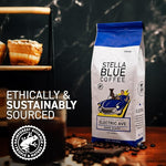 Load image into Gallery viewer, Stella Blue Ground Coffee, Electric Avenue Blend, Dark Roast, Fresh Coffee Ground 100% Arabica, Smooth Balanced Roast with Distinct Flavor Notes, Ethically Sourced Coffee Beans, 12 oz Bag