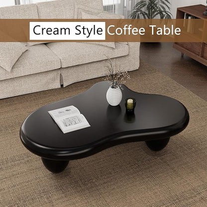 Cloud Coffee Table Modern Cute Coffee Tables Irregular Simple Tea/Center Table for Small Space End Table for Living Room, Home Office, Indoor (Black A Cloud 47.2" Wx35.4 Dx15.7 H)