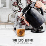 Load image into Gallery viewer, OVENTE Electric Kettle, 1.7L Double Wall Stainless Steel Insulated Water Boiler &amp; Heater for Coffee or Tea, 1100W Fast Boiling with Auto Shut-Off, Boil-Dry Protection &amp; Secure Locking Lid, Black KD64B