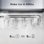 Load image into Gallery viewer, Silonn Ice Makers Countertop, 9 Cubes Ready in 6 Mins, 26lbs in 24Hrs, Self-Cleaning Ice Machine with Ice Scoop and Basket, 2 Sizes of Bullet Ice for Home Kitchen Office Bar Party, Sliver
