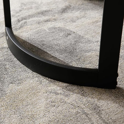 Wahson Mid-Century Modern Coffee Table, 23.5" Wide Round Coffee Table for Living Meeting Room/Reception Room/Office/Espresso with Black Iron Legs, Rustic Brown