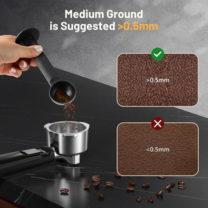 Espresso Machine, 20 Bar Espresso Maker Milk Frother & LCD Panel, Hot & Iced with Rapid Cold Brew, Stainless Steel Espresso Coffee Machine with 41oz Water Tank for Cappuccino, Latte