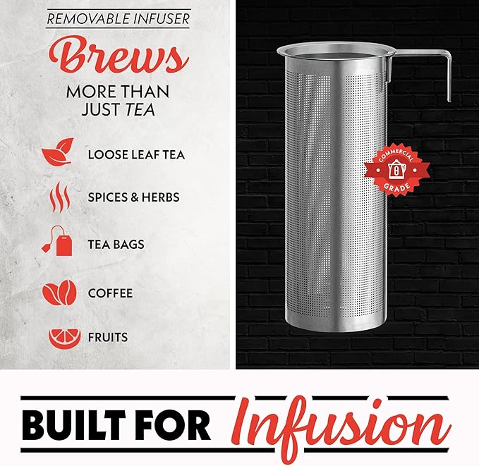 Gourmia Electric Programmable Glass Kettle – 1.7L Temperature Control Tea & Coffee Kettle with Digital Touch Display, 6 Presets, Keep Warm, Removable Stainless Steel Infuser, 360° Swivel Base – Red