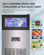 Load image into Gallery viewer, Commercial Ice Maker Machine 120LBS/Day, Undercounter Ice Makers 40Lbs Storage Bin and 45 Ice Trays, Outdoor Ice Maker Brushed Metal with Water Line, Ice Scoop, for Home, Bar, Party