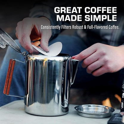 COLETTI Percolator Coffee Filters — Disc Coffee Filters For Percolators – For Bozeman, Butte, & Scoutmaster Camping Coffee Makers – Perfectly Tasteless, Mesh Filter [100 pack, Paper, 3.75”]