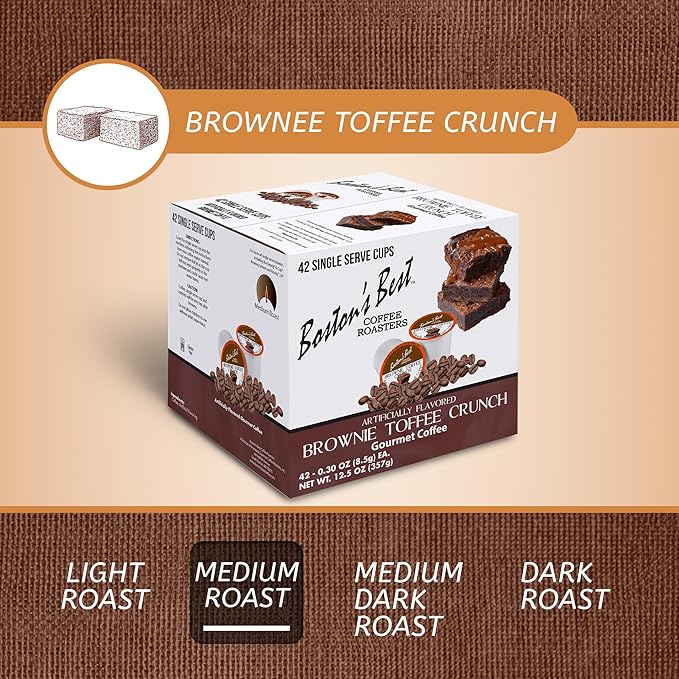 Boston’s Best - Brownie Toffee Flavored Delicious Gourmet Coffee Compatible with Keurig Coffee Maker, 1 Count (42 Single Serve Medium Roast Cups)