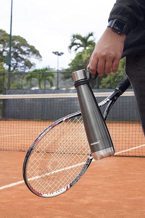 Insulated Water Bottle - On-The-Go Refillable Stainless Steel Water Bottles For Adults, Reusable Thermos Travel Tumbler With Leak-proof Lid For Hot & Cold Beverages (17 Oz. Silver Shadow)