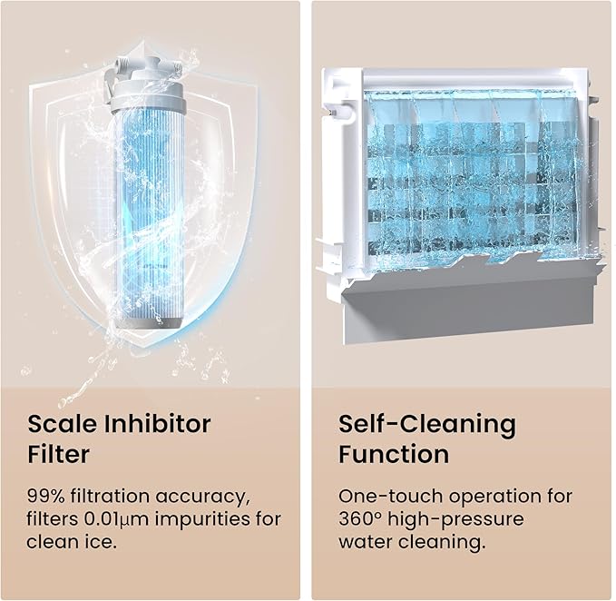 Coolski 15” Under Counter Ice Maker Machine, 85 Lbs/Day, 30 LBS Storage Bin, Auto-Cleaning, Built-in Freestanding Commercial Ice Maker for Outdoor Home Bar Restaurant