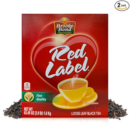 Brooke Bond Red Label | Premium Black Tea | Loose Tea | Rich Aroma | Compatible for Chai & Milk | 1800 Grams (Pack of 2)