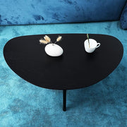 FIRMINANA Small Black Oval Coffee Table for Small Space , Simple Modern Center Table with OAK Wood Legs-Black-18.9
