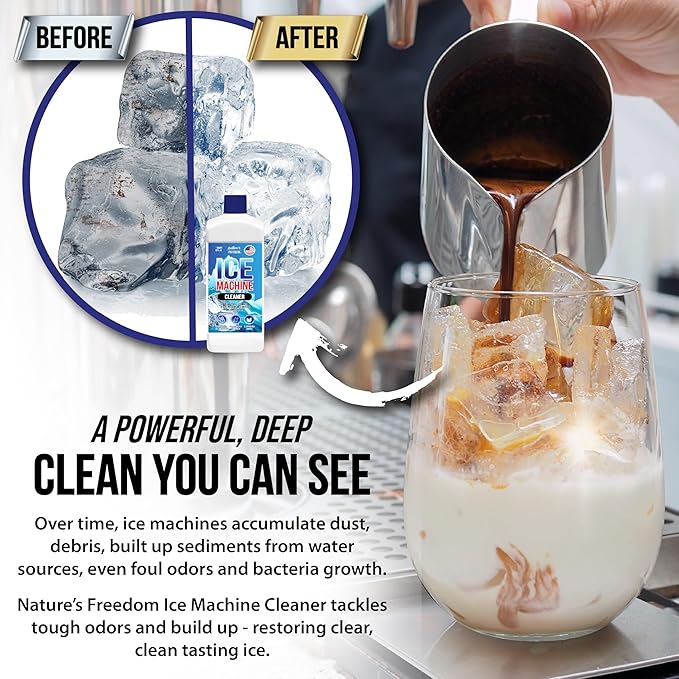 Nature's Freedom Ice Machine Cleaner - Quart (8 Uses) - Nickel-Safe Descaler, Made in USA, Universal Compatibility for Commercial/Residential Ice Makers such as Whirlpool, Scotsman and All