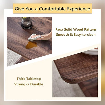 47 Inch Walnut Coffee Table, Large Modern Coffee Tables for Living Room, Rectangular Center Table Tea Table Accent Furniture, Brown Wood-Looking Desktop