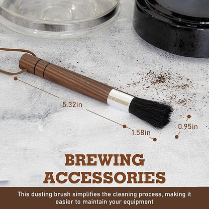Takavu Coffee Grinder Cleaning Brush, Barista Brush with Black Boar Bristle, Espresso Machine Cleaner Tool, Brista Dusting Accessories Used on Group Heads, Shower Screen, Portafilter, Scoop, Tamper