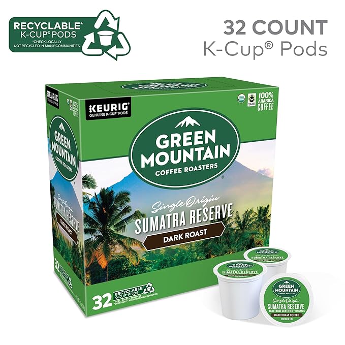 Green Mountain Coffee Roasters Sumatra Reserve Coffee, Keurig Single-Serve K-Cup pods, Dark Roast, 32 Count