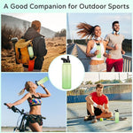 Load image into Gallery viewer, DOMICARE 40 oz Insulated Water Bottle, Vacuum Insulated Stainless Steel Sports Water Bottle with Straw Lid &amp; Spout Lid, Leakproof, Reusable - Travel, Camping, Bike, Green Gradient