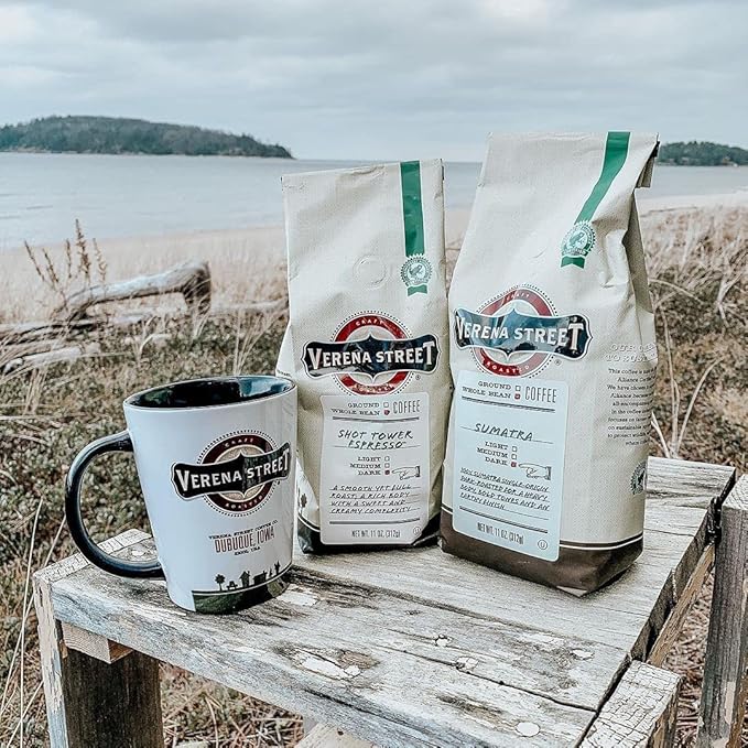 Verena Street 11 Ounce Whole Bean Coffee, Dark Roast, 100% Sumatra, Rainforest Alliance Certified Arabica Coffee