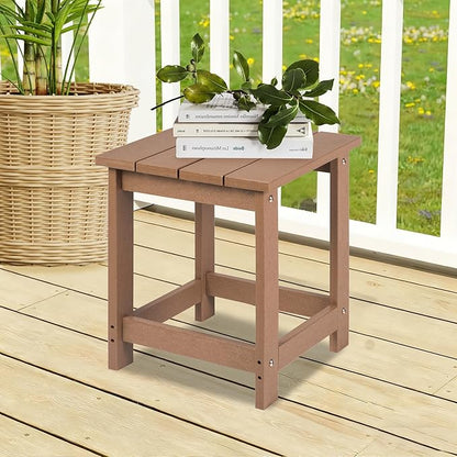 LZRS Adirondack Square Outdoor Side Table for Patio, Pool Composite Patio Table,HDPE End Tables for Backyard,Pool, Indoor Companion, Easy Maintenance & Weather Resistant(Teak)