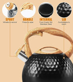 Load image into Gallery viewer, Tea Kettle 3.2Qt Stainless Steel Stovetop Whistling Pot with Heat-Resistant Handle, Fast Boiling Water for Home Kitchen, Induction Compatible &amp; Rust-Proof - Black
