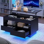 Load image into Gallery viewer, LED Coffee Table with Lift Top Morden Coffee Table with Storage High Gloss Black Sofa Table for Living Room Center Tables Hidden Compartment &amp; 2 Drawers &amp; 2 Open Shelve