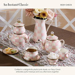 Load image into Gallery viewer, MACKENZIE-CHILDS Enamel Teapot, Cute Small Teapot with Lid, 4-Cup Capacity, Pink-and-White Rosy Check