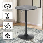 Load image into Gallery viewer, 23.6" Round Bar Table, Adjustable Height, MDF Top with Metal Support, Suitable for Cafe, Kitchen Island, Counter, Black